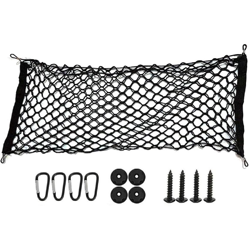 2PCS Universal Car Cargo Net with Adhesive Tape, 9.8×15.7in Trunk Storage Mesh Pocket Wall Mount Organizer Bag for Car RV SUV Boat Truck Camper Van