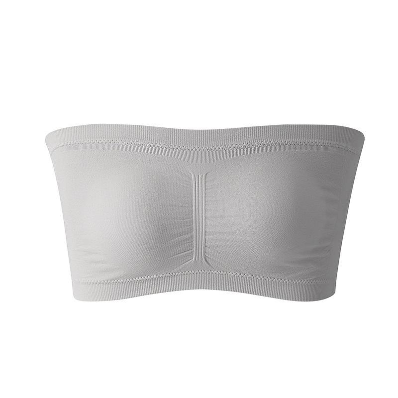 Women's Double Layer Strapless Bandeau Top with Removable Pads - One-Shoulder Bustier Style Invisible Underwear