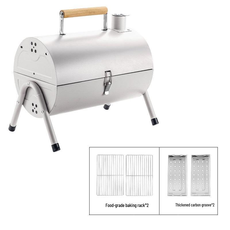 Smokeless Outdoor Double-Sided Portable BBQ Grill and Chimney Stove