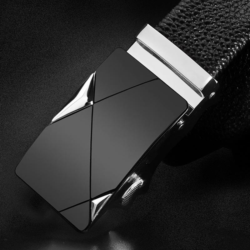 Men'S Cowhide Belt High-End Automatic Buckle Leather Belt Men'S Middle-Aged And Young Leisure Business Belt Men