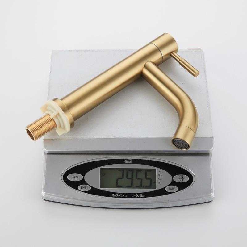 304 Stainless Steel Brushed Gold Single Cold Basin Faucet Bathroom Sink Washbasin Tap Bathroom Basin Faucets Toilet Basin