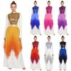 Sleeveless Glittery Sequined Bodice Worship Praise Dance Dress with Gradient Mesh and Irregular Hem for Lyrical Church Stage