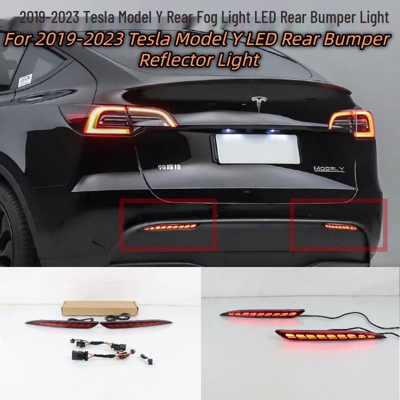 LED Flowing Water Rear Fog Light for 2019-2023 Tesla Model Y