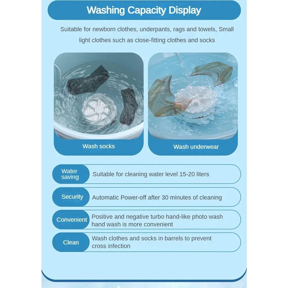 USB Mini Washing Machine Two-way Rotating Turbine Turbo Washer Travel