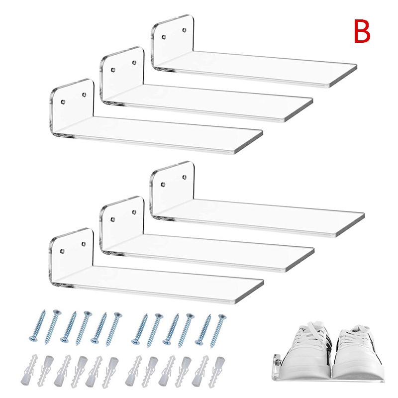 

6 шт. Прозрачные плавающие полки для кроссовок, настенный стенд для обуви, подставки для обуви 6PCS