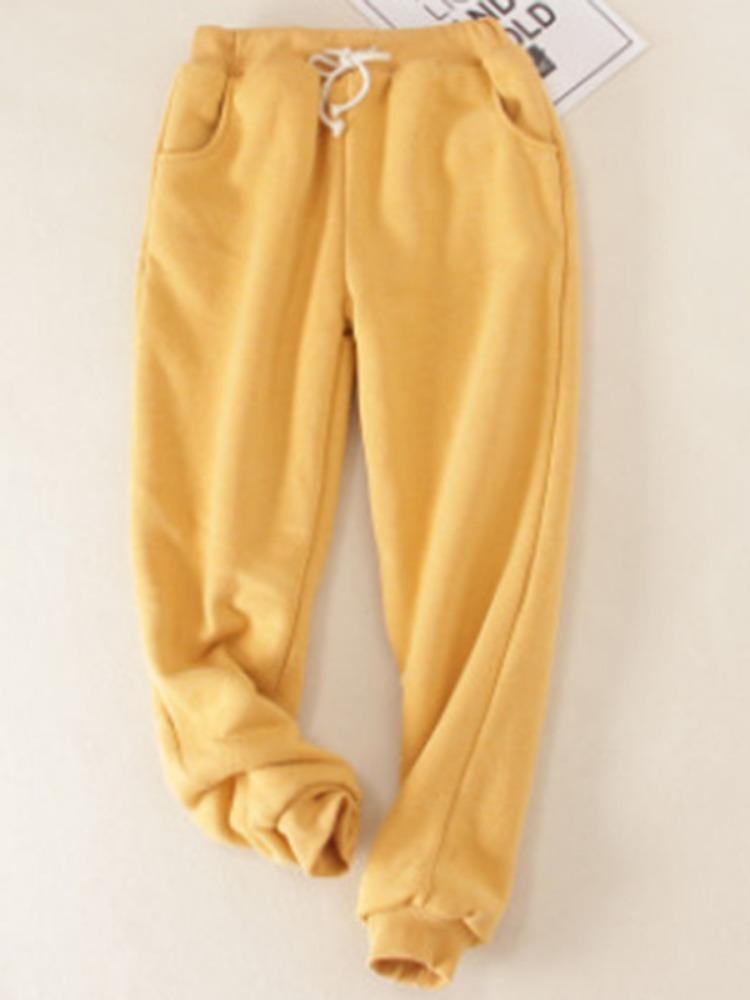 Thick and Warm Sweatpants with Ankle Binding Loose Casual Pants for Women In Winter with Added Fleece
