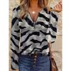 Women's Creative Printed Zipper Long-sleeved T-shirt, Breathable, Soft and Comfortable, Suitable for All-year-round Casual Wear