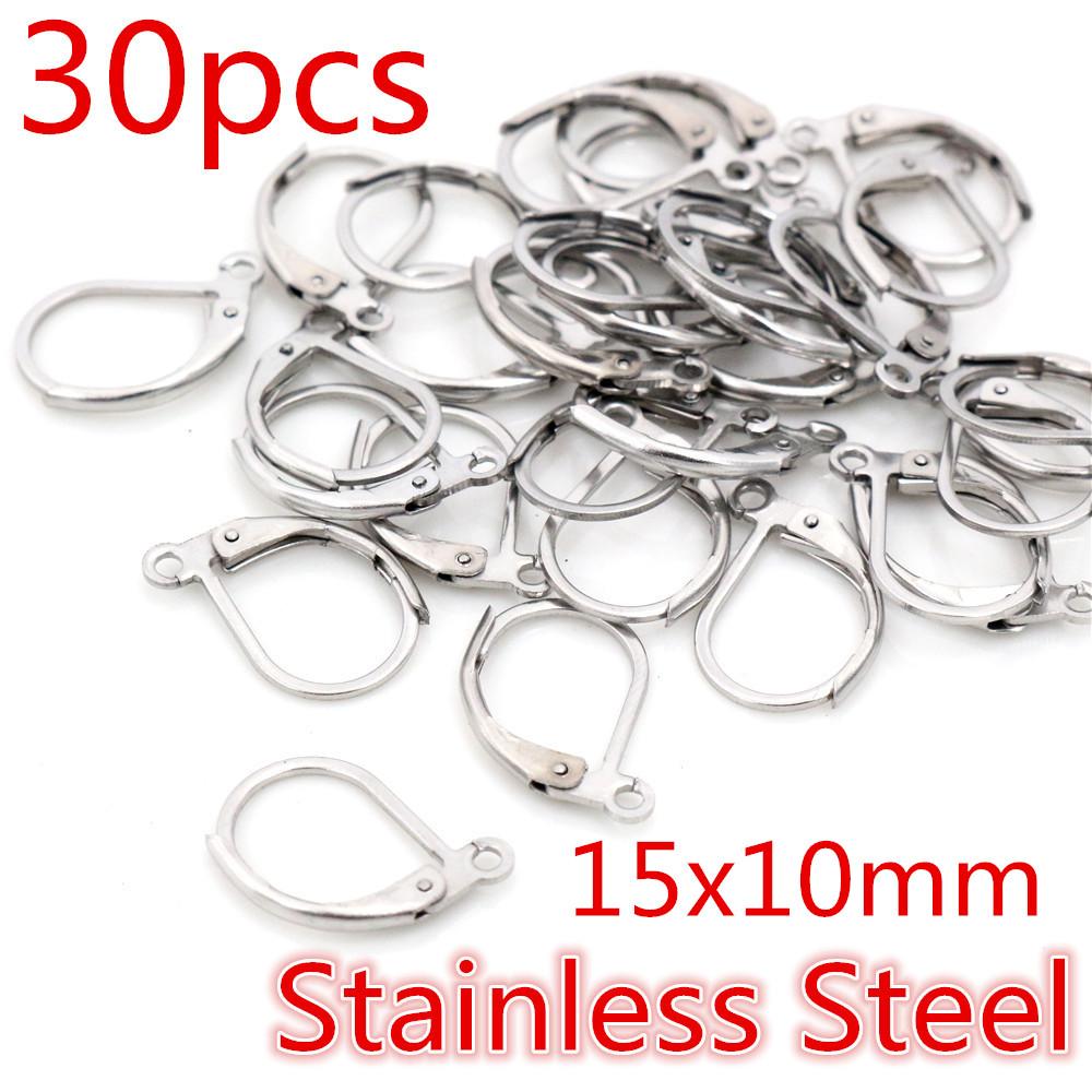 30-50pcs Fashion Bronze Rhodium Gold Silver Plated French Earring Hooks Wire Settings DIY Jewelry Making Findings Accessories