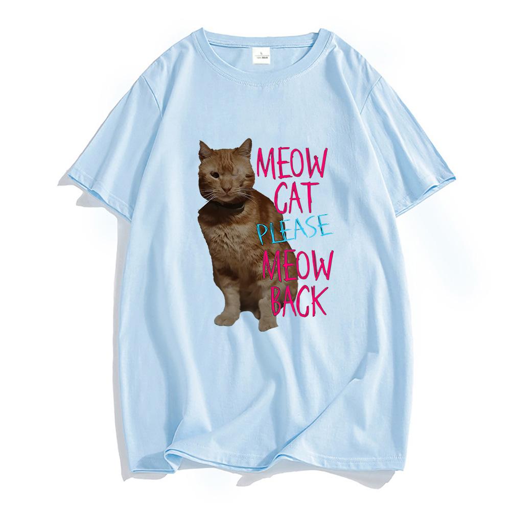 Singer Baby Lasagna Print T-Shirts Baumwolle Herren/Damen Freizeit T-Shirt Miau Katze Bitte Miau Zurück Grafik T-Shirts Camisas Sommer