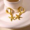 Stainless Steel Star Hoop Earrings For Women Men Gold Color Star Earrings Wedding Ear Buckle Jewelry Christmas Gift aretes