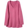 Sancai Women's 2025 Winter Dopamine V-Neck Loose Knit Sweater