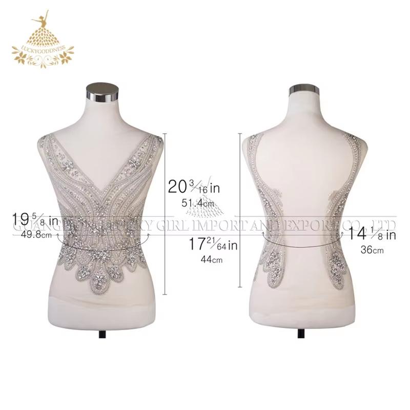 Rhinestone Crystal Bead Bodice Appliques Glass Rhinestones for Bridal Dresses V neck