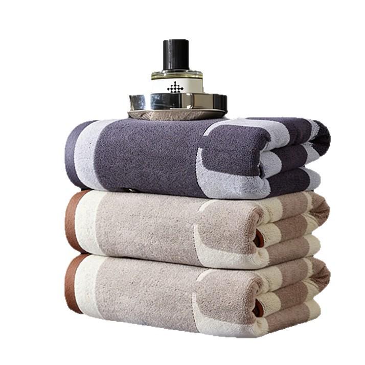 Men's Pure Cotton Large Jacquard Bath Towel - Custom Embroidery Available