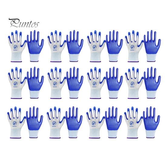 

12 пар рабочих перчаток с регулируемым запястьем, пятью пальцами, противоскользящие, толстые, износостойкие, защитные рабочие перчатки для строителей, перчатки для механиков и сварщиков, плотницкие работы синий