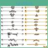 2pcs Alisouy Zircon Snake Flower Stainless Steel Eearrings Piercing Industrial Barbell Bar Scaffold Ear Cartilage Helix Jewelry