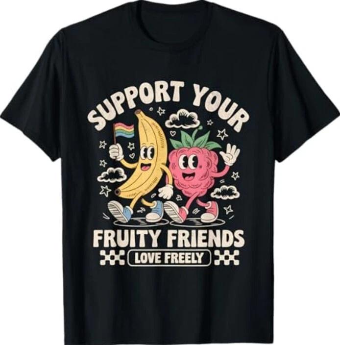 Support Your Fruity Friends Retro Fruit LGBT Pride Support T-Shirt