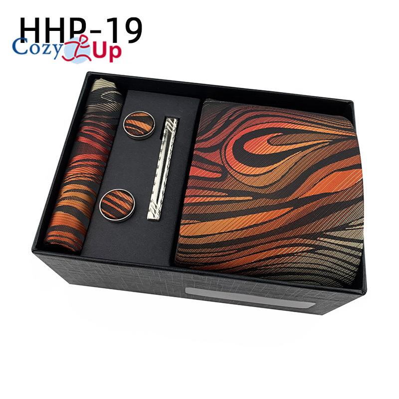 Cozy Up 6 Pieces Set Paisley Men's Tie Including Tie Square Scarf Cuff Tie Clip Gift Box