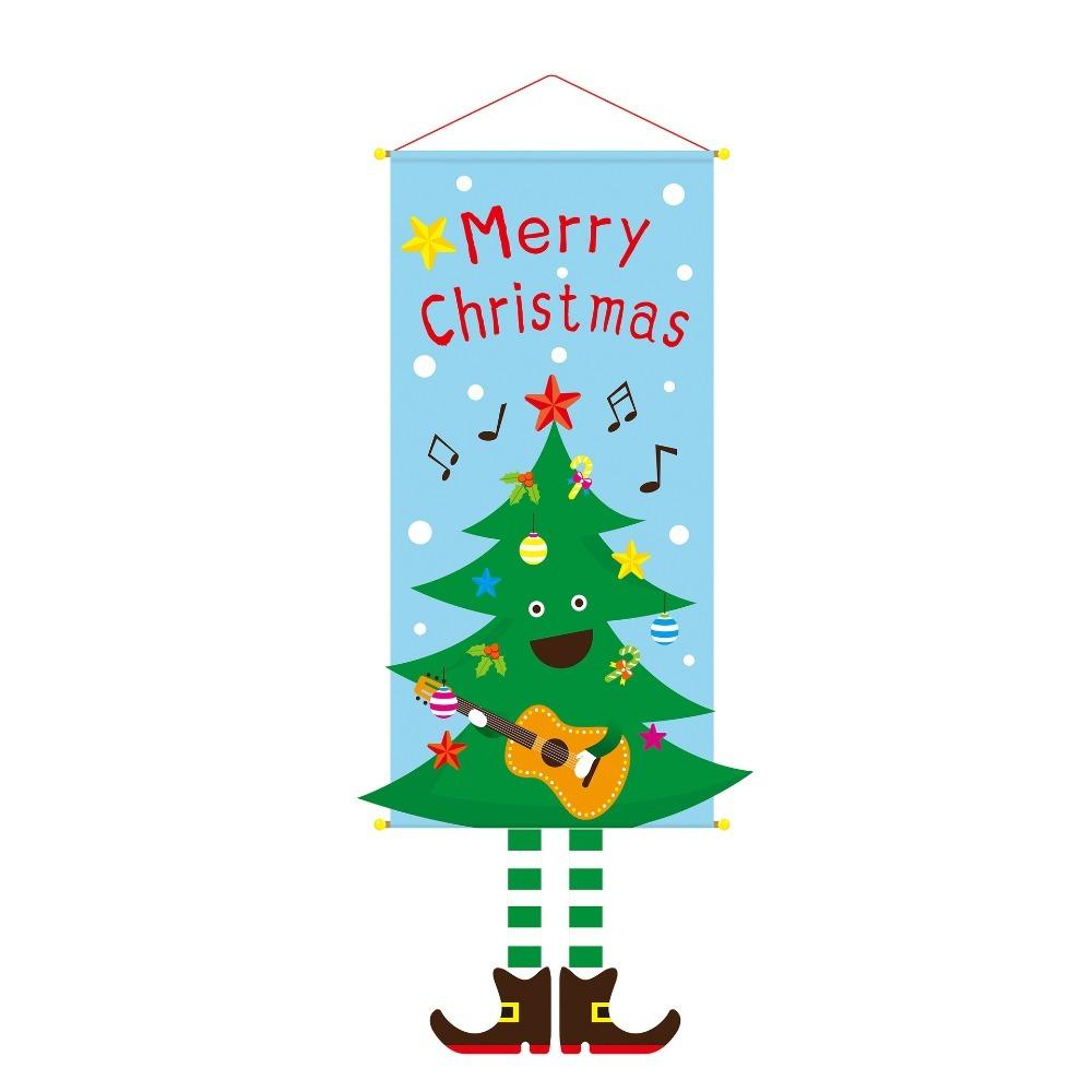 Cartoon 110cm Christmas Hanger Flag Snowman EIK Hanging Flag Navidad Santa Claus Christmas Backdrop Party Decor