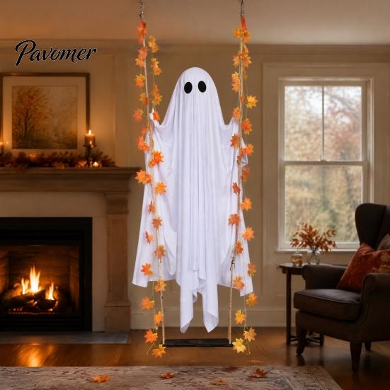 Waterproof Patio Tree Hanging Props Swinging Ghost Halloween Decoration for Outdoor Garden Yard, Weighted Fabric Flying on A Large Decorations