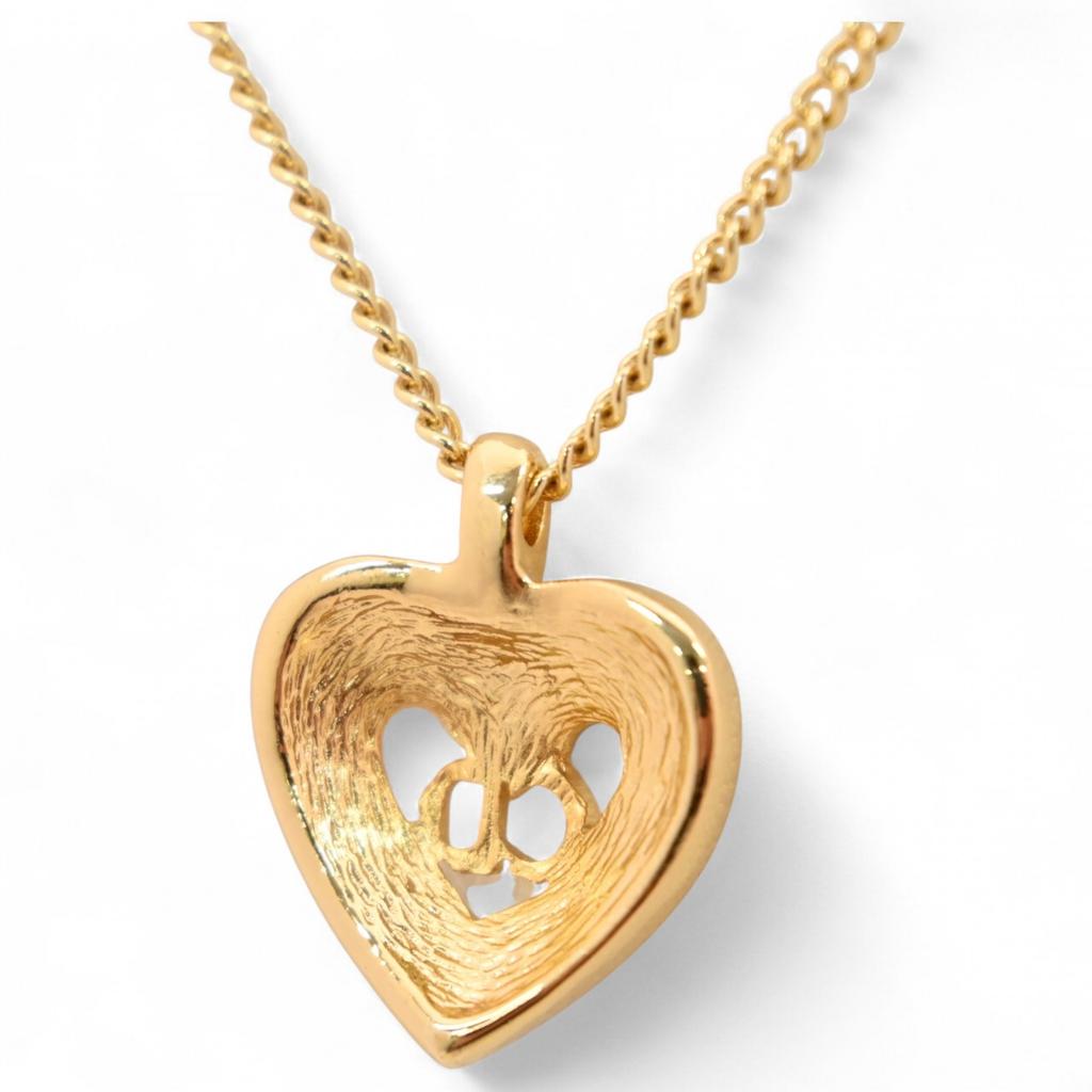Auth DIOR Necklace CD Logo Heart Motif di6609aa