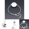 Palestinian Flag Design Time Gem Moon Pendant Necklace Unique Neck Chain