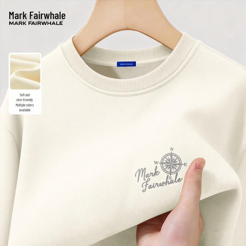 Mark Fairwhale Men's Loose Fit Heavyweight Letter Print Crewneck Sweatshirt