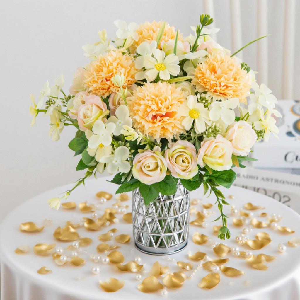 Artificial Flowers Silk Roses Wedding Wreath Home Room Table Valentine's Decora Vase Bridal Bouquet Outdoor Garden DIY Gift Prop