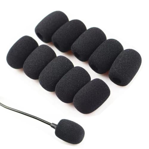 Set of 10 Replacement Headset Microphone Sponges, 30x8mm, for Intercoms, Headphones, and Noise Reduction, Black
