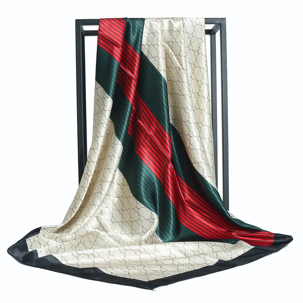 

Высококачественные роскошные шелковые шарфы, повязка на голову, шарфы, шейный шарф для женщин, шелковый шарф с цепочкой, женская декоративная шаль 90*90cm серый