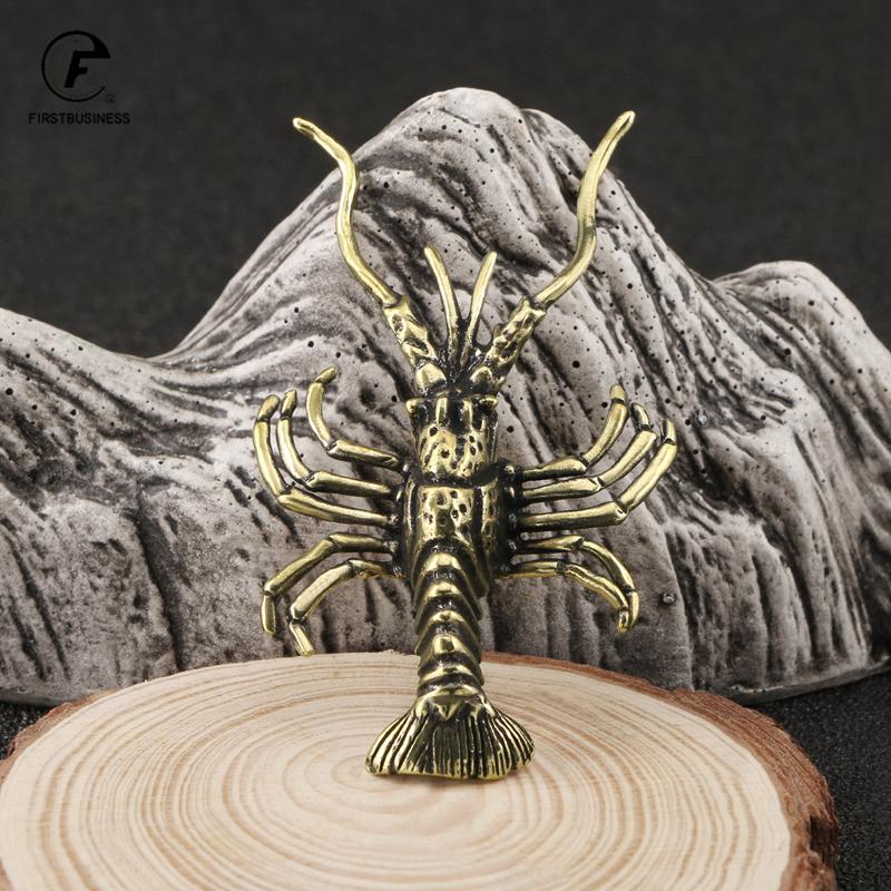 Solid Brass Crayfish Ornament Vintage Animal Pen Holder Desktop Decorations Crafts Collections Lobster Figurines Miniatures Pets