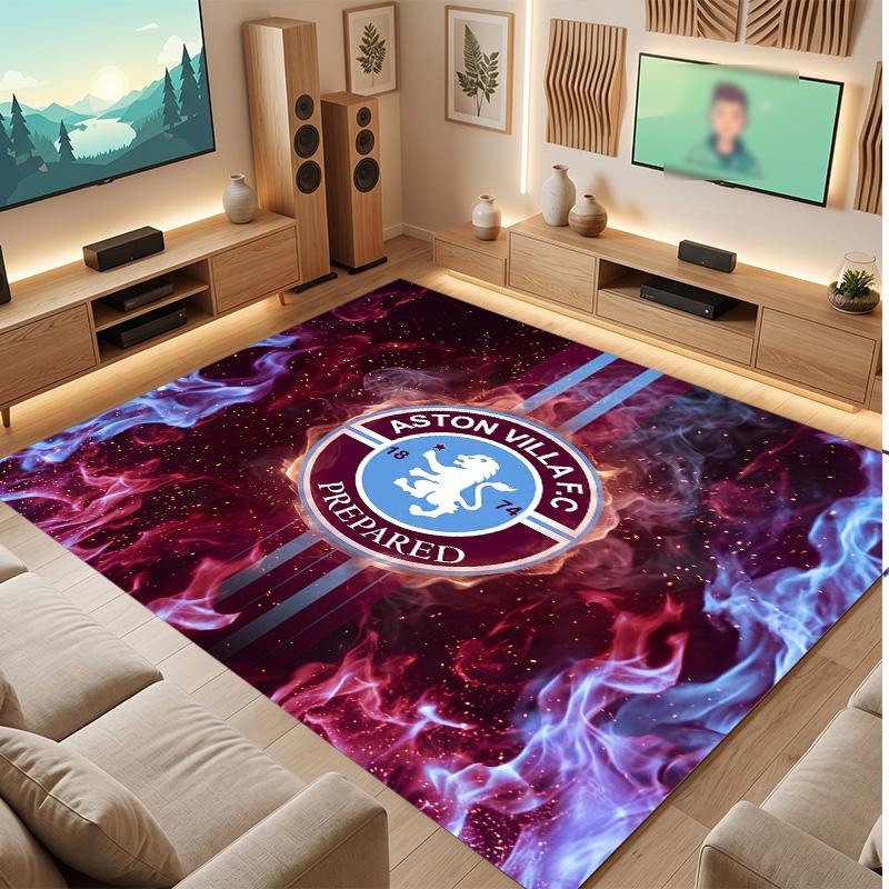 Tappeto in Velluto di Cristallo con Stampa Calcio Aston Villa, Comodo Assorbente d'Acqua Antiscivolo Tappeto per Pavimenti Interni