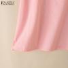 ZANZEA Women Casual Round Neck Summer Cotton Short Sleeve T-Shirts