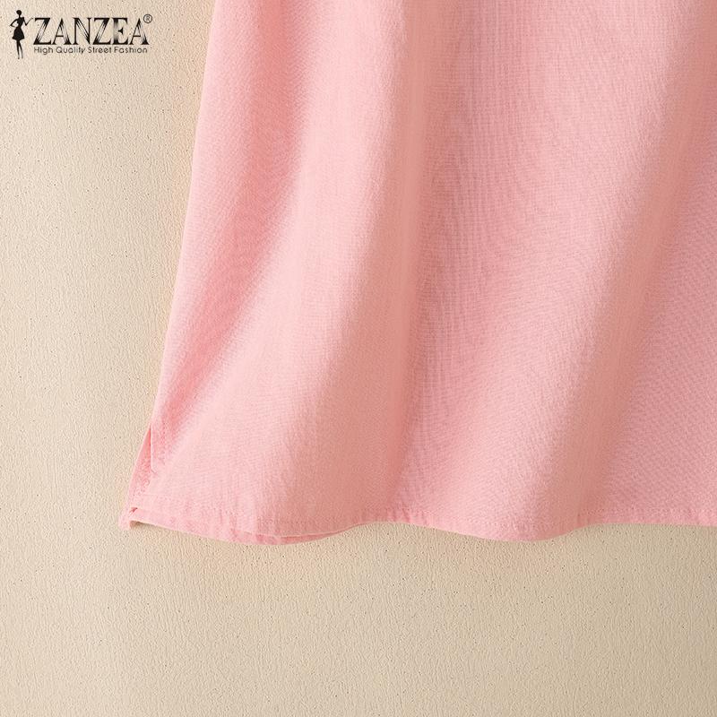ZANZEA Women Casual Round Neck Summer Cotton Short Sleeve T-Shirts