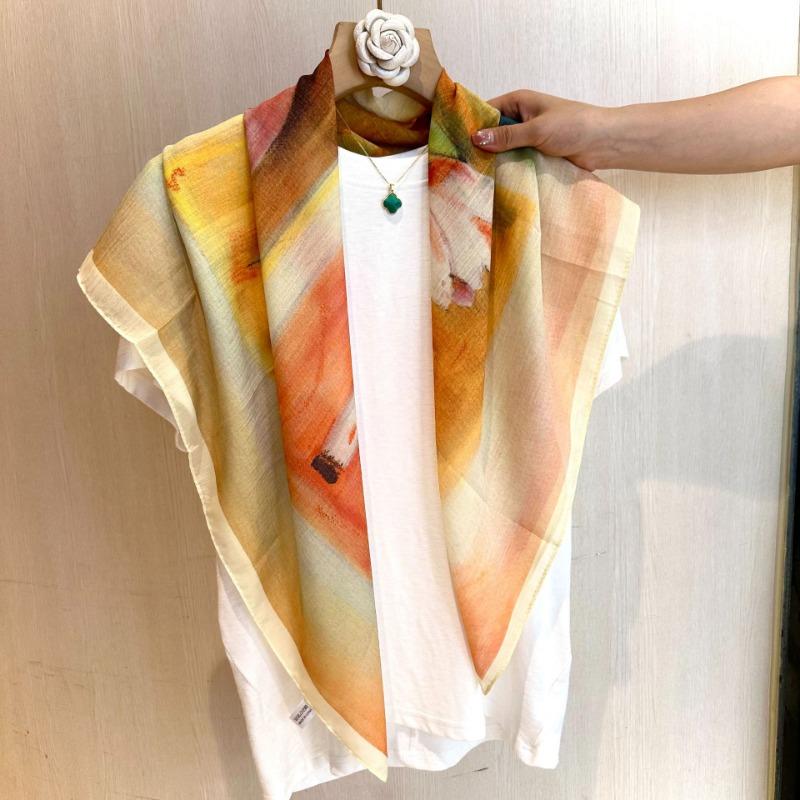 New Chinese Style 90cm Square Scarf Women S Versatile Doli Yarn Scarf For Head And Shoulder