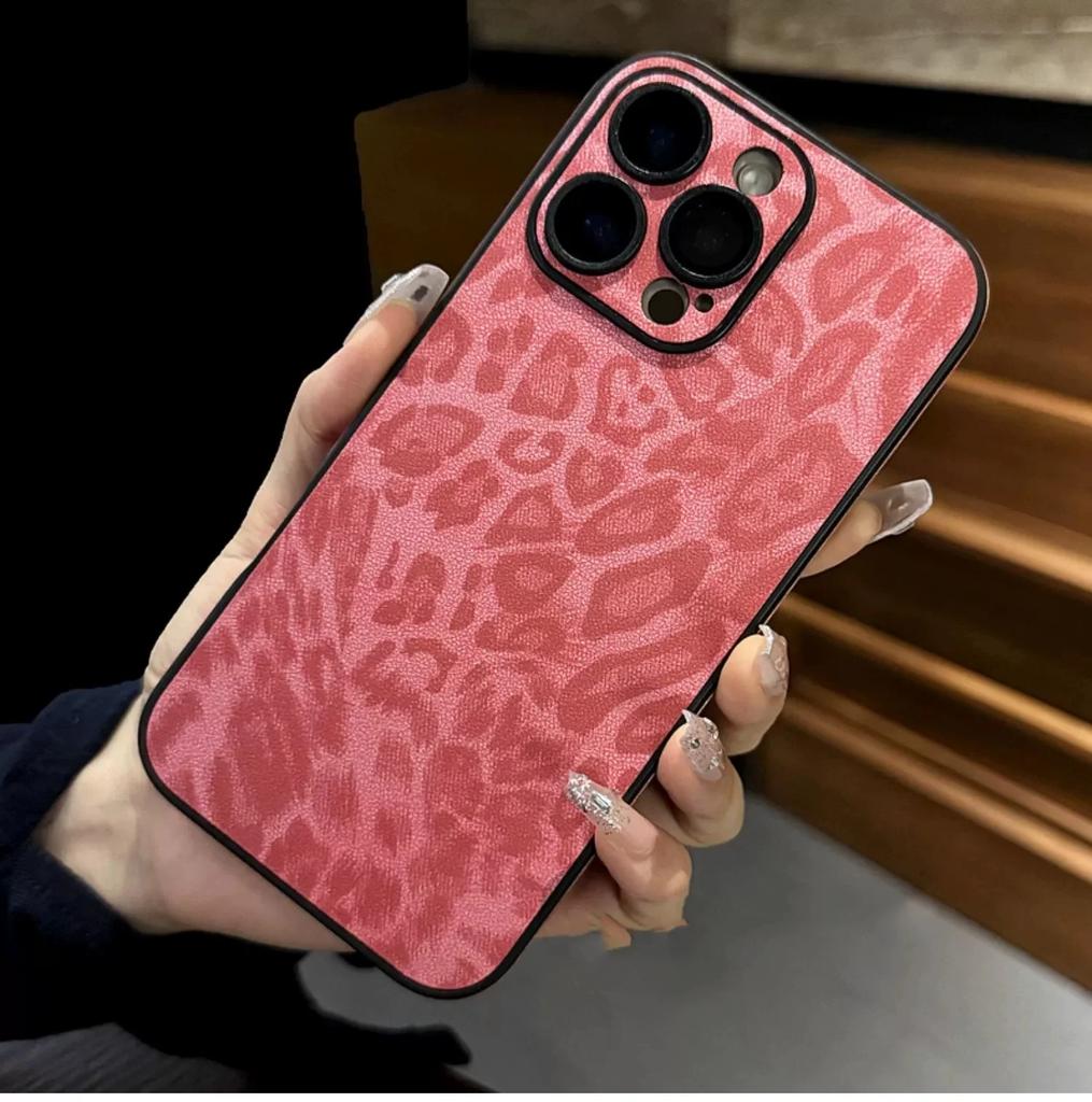 Luxury Leather Colorful Leopard Pattern Phone Case for iPhone 16 15 14 Plus 13 12 11 Pro Max Soft Bumper Matte Shockproof Cover