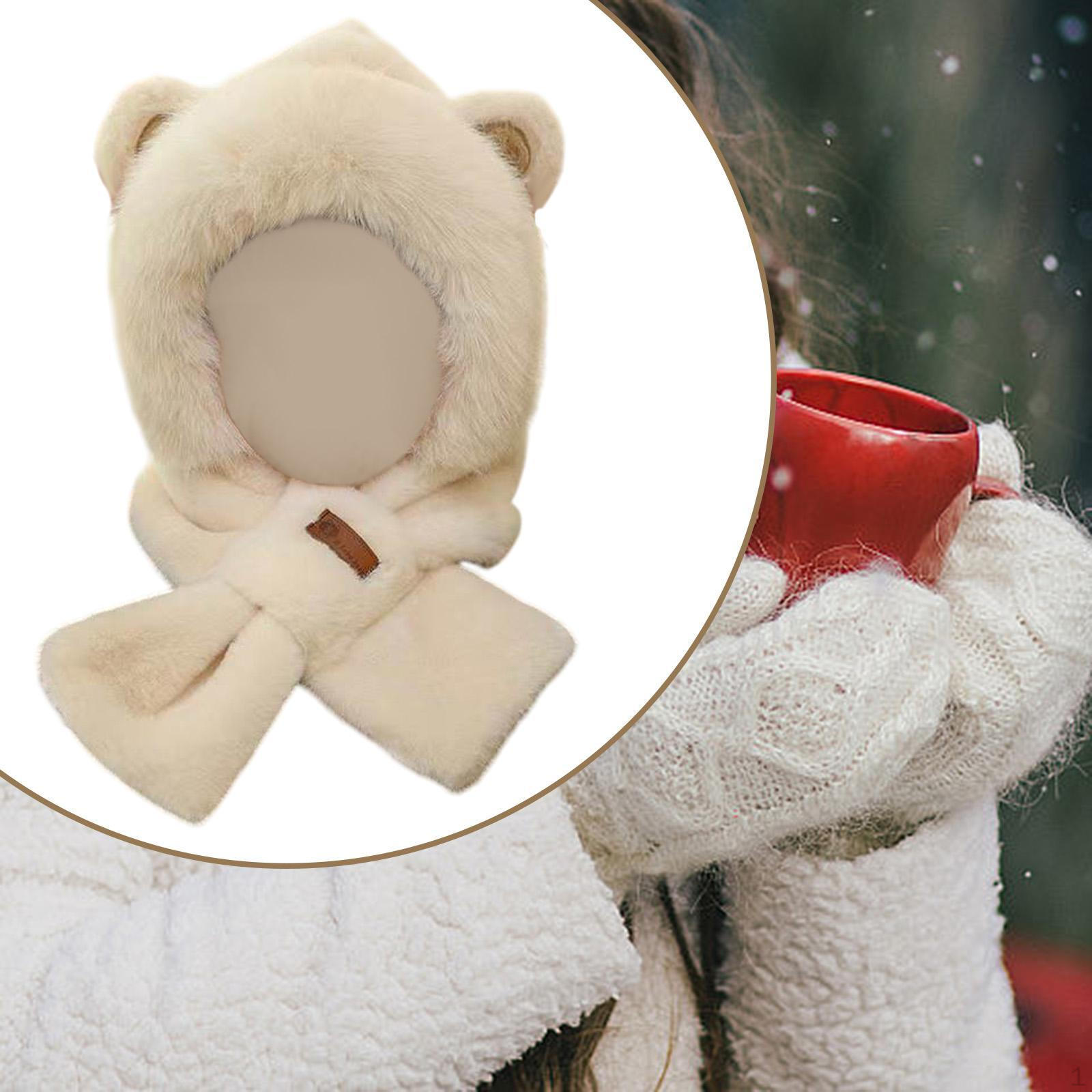 

Зимний комплект шапка шарф мультфильм мягкая шаль накидка с капюшоном для выступления на сцене бежевый