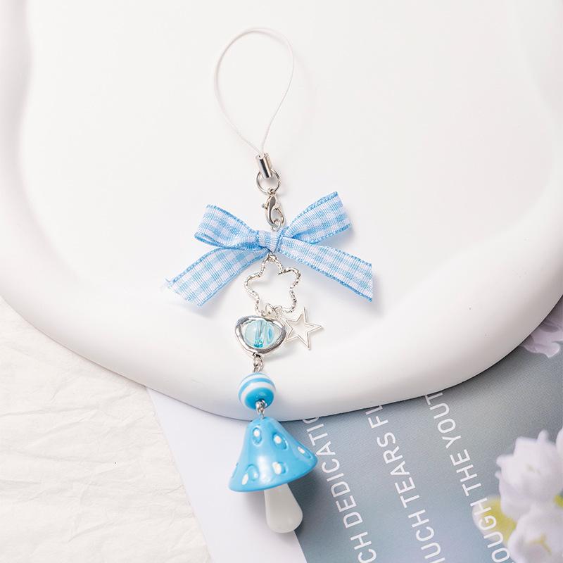 

Cute bow mushroom mobile phone pendant small fresh girly heart pendant bag pendant card book hanging chain keychain