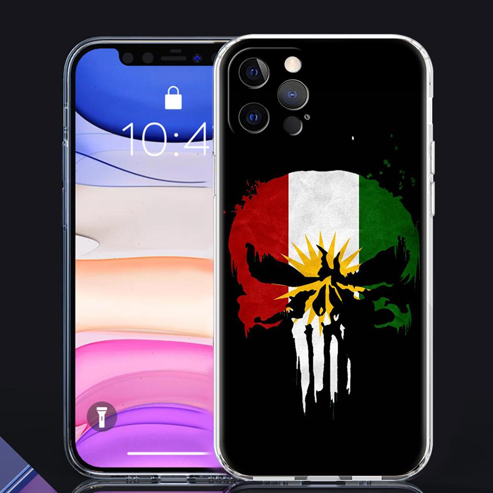 Kurdistan Flag Luxury Phone Case For iPhone 15 16 14 13 Pro 11 12 Max X XR XS 7 8 Plus SE Clear Silicone Cover Fundas Shell