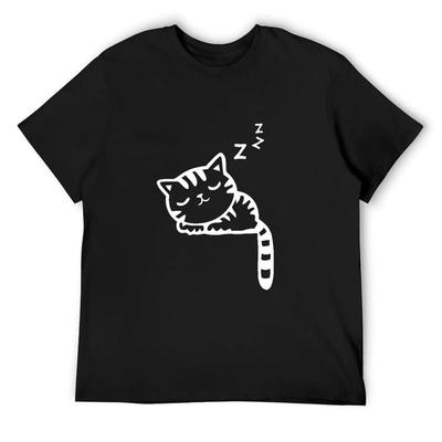 Cute Sleeping Cat  T-Shirt Cheap Stuff Tshirts Personalised Mens T Shirt Graphic
