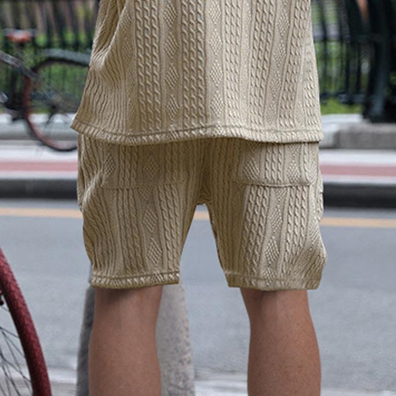 Multi-pocket Spring/Summer Straight-leg Wide-leg Sports Casual Jacquard Shorts