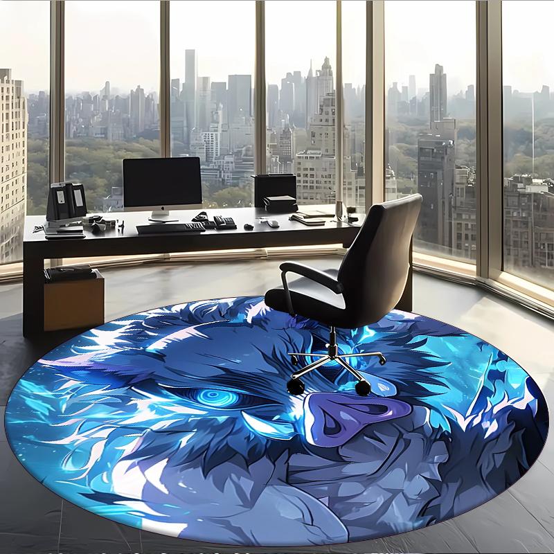 Hashibira (1) Round Office Rug Decorative Floor Rug for Office Bedroom Living Room and Home Space
