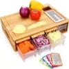 Bamboo Wood Cutting Board with Grater and Storage Drawer for Home Use