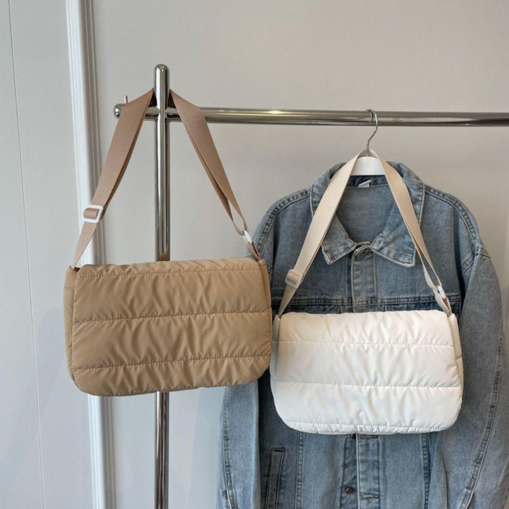Korean Style Puffer Underarm Bag Square Cotton Padded Crossbody Bag Space Cotton Handbag Women