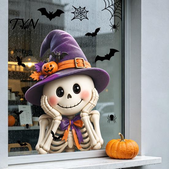 Decorative Window Film Halloween Ghost Glass Sticker, Cartoon Static Cling for Easy Apply Sticker Parties, Waterproof Decoration Decal