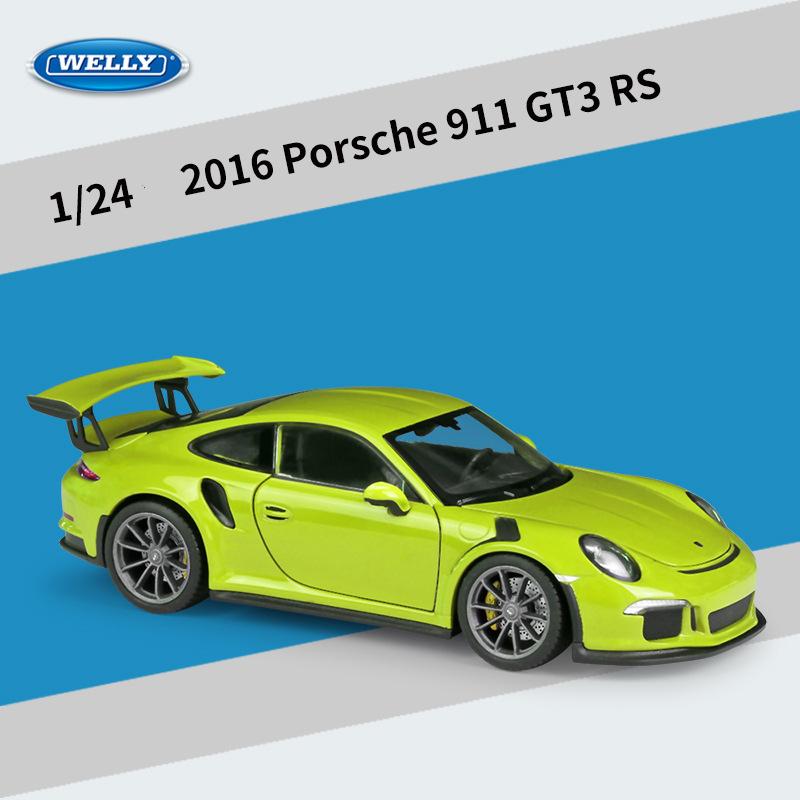 WELLY 1:24 Porsche 911 GT3 RS Blue Car Alloy Car Model Simulation Car Decoration Collection Gift Toy Die Casting Model Boy Toy