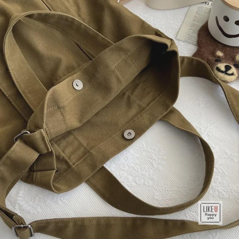 Japanese Commuter Canvas Messenger Bag - Unisex Handmade Thickened Cotton Handbag