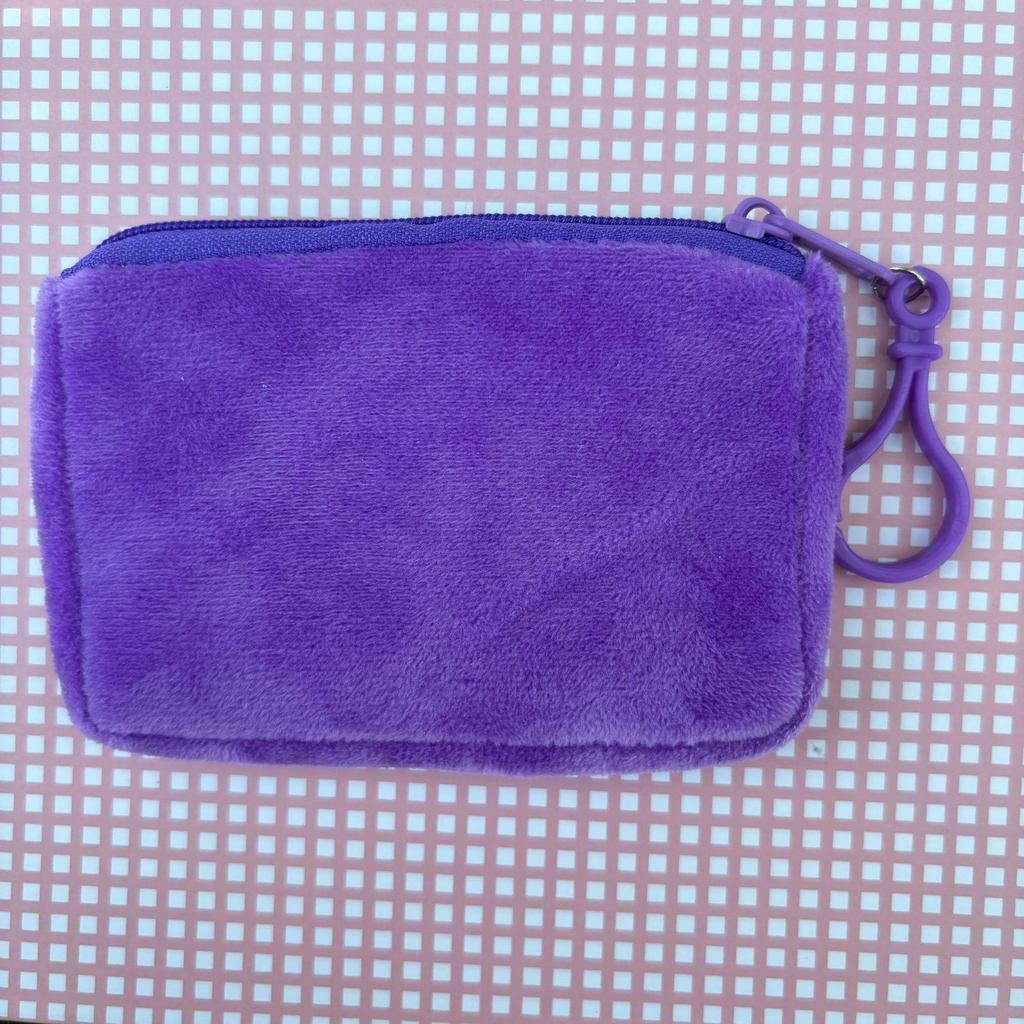 Solid Color Plush Coin Purse & Earphone Case - Cute, Simple Storage Pouch