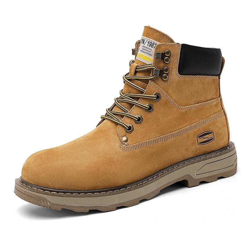 

Модные осенне-зимние бархатные ботинки на платформе для мужчин, дизайнерские рабочие ботинки из коровьей замши на мягкой подошве, мужские модные нескользящие желтые ботильоны 38 золотой