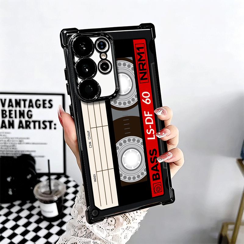 Vintage 90S Cassette Tape Pattern Soft Phone Case For Samsung Galaxy S26 Ultra S25 Edge S24 FE S23 Plus S22 S21 + S20 Plating An