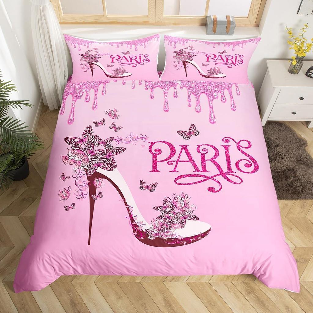 High-Heeled Shoes Duvet Cover Set Twin Full Queen King Bedding Set Romantic Comforter Cover For Teens Woman Bedroom Dorm Decor